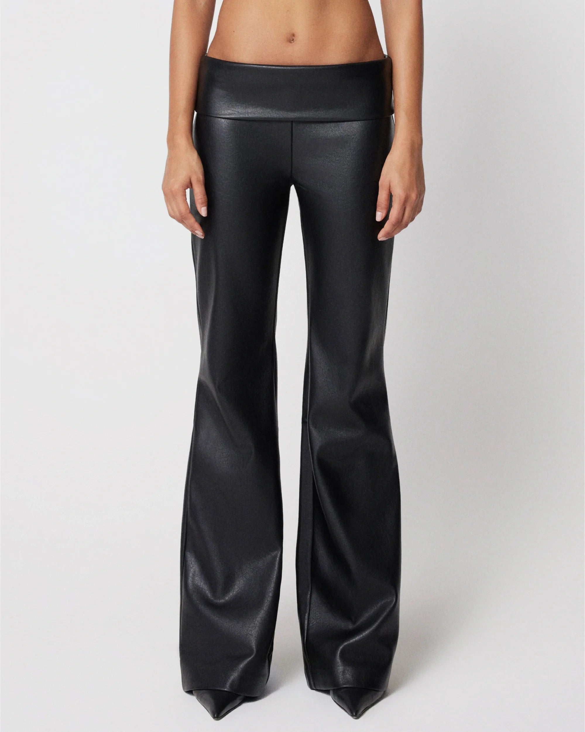 Fold Over Leather Pants