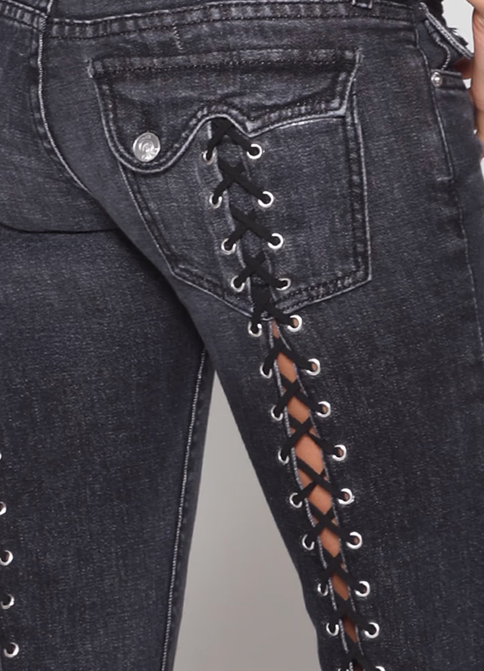 Low Rise Lace Up Jeans